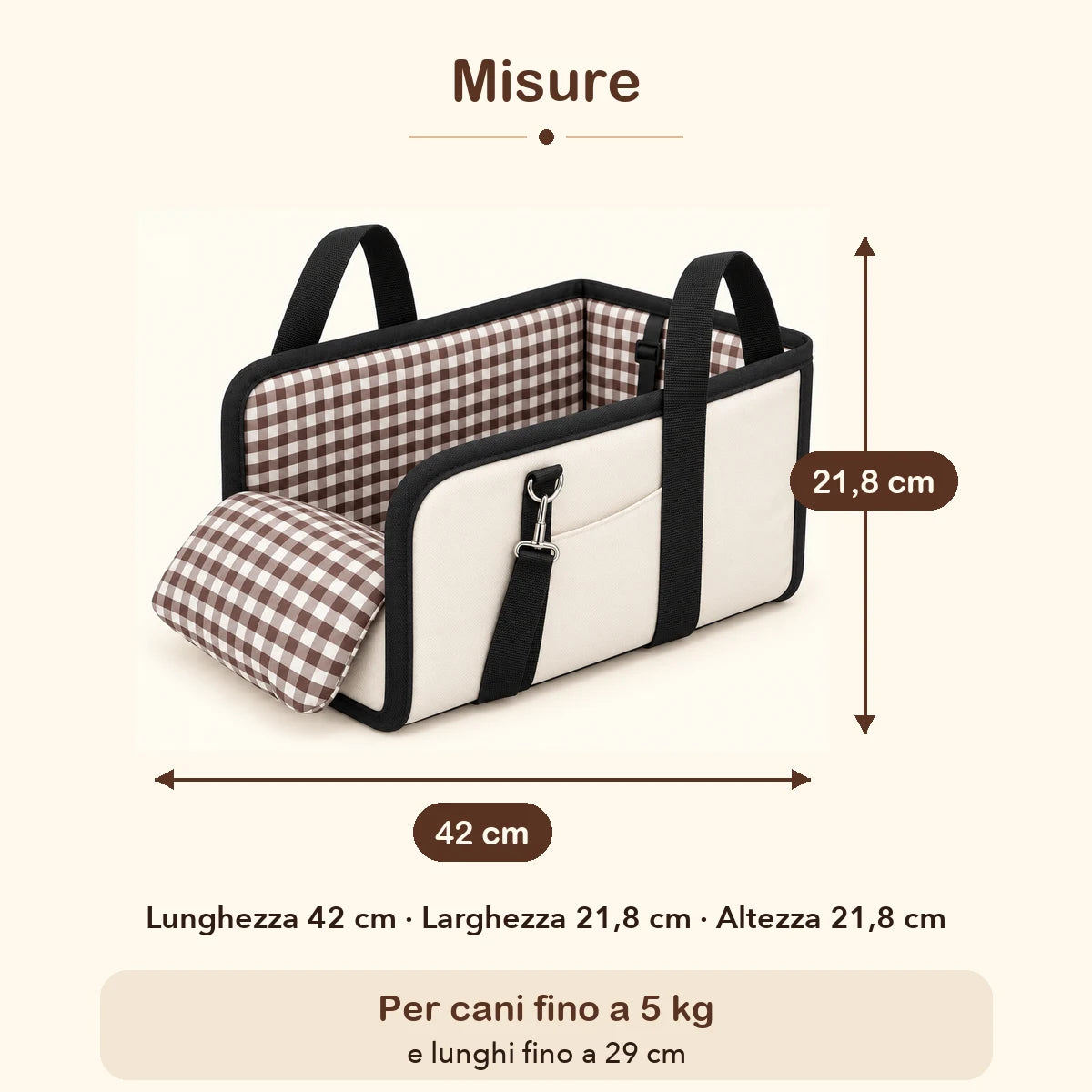 Mirvella seggiolino auto per cani crema