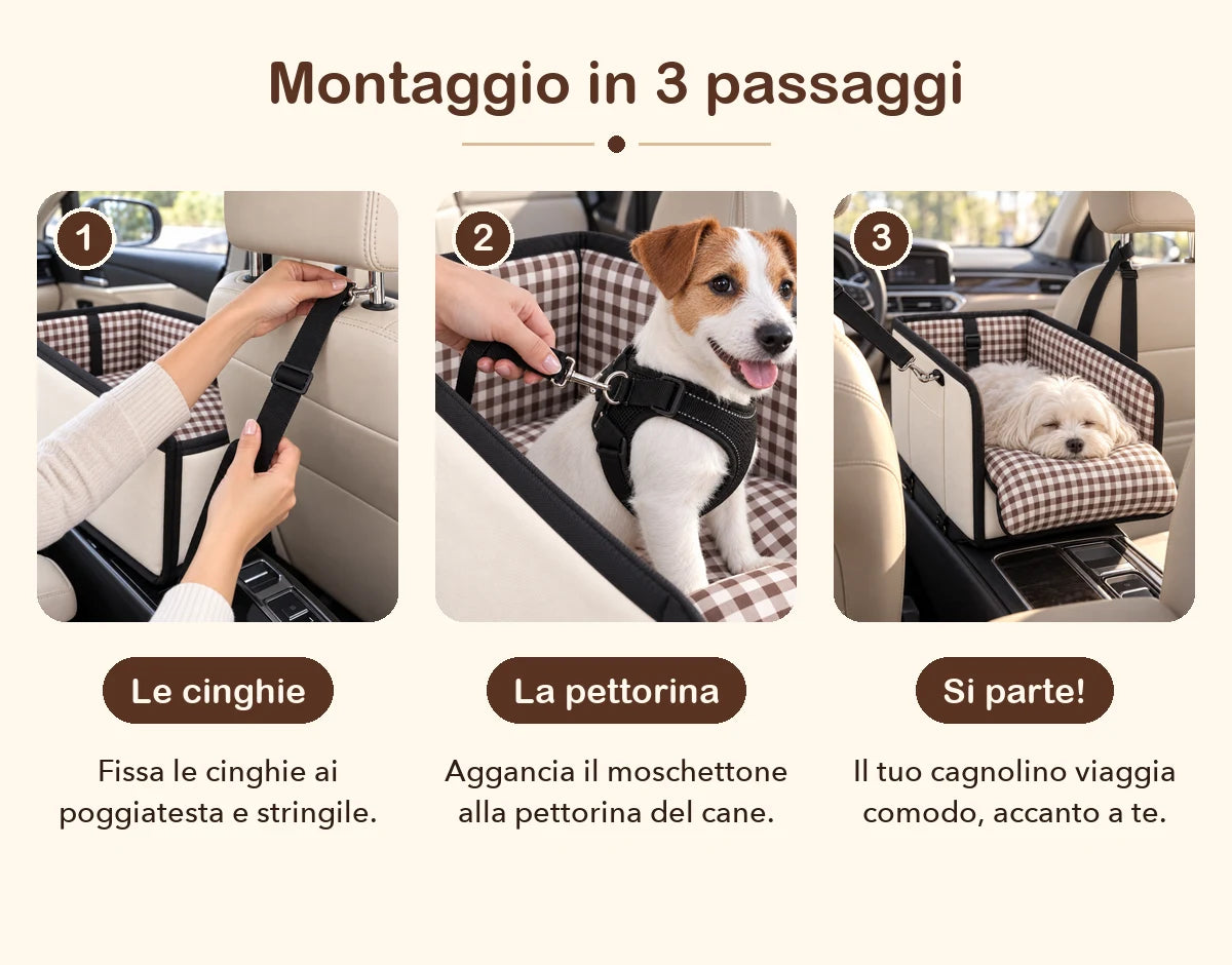 Mirvella seggiolino auto per cani crema